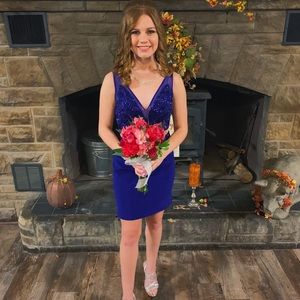 rachel allan two-piece purple homecoming formal dress